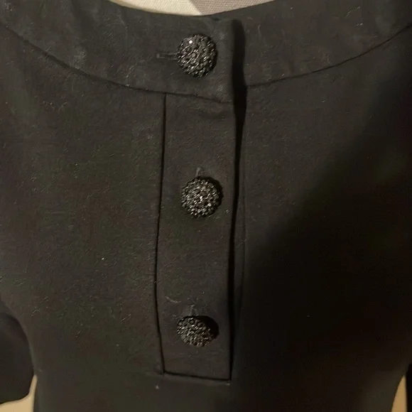 Black Talbots Knit Top w/ black Jeweled Buttons Size Medium - Picture 3 of 6